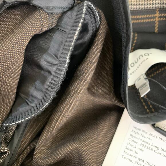 NEW B.young Size 36 US M Long Blazer Jacket Check Mix Black Preppy Soft Stretchy - Picture 9 of 12